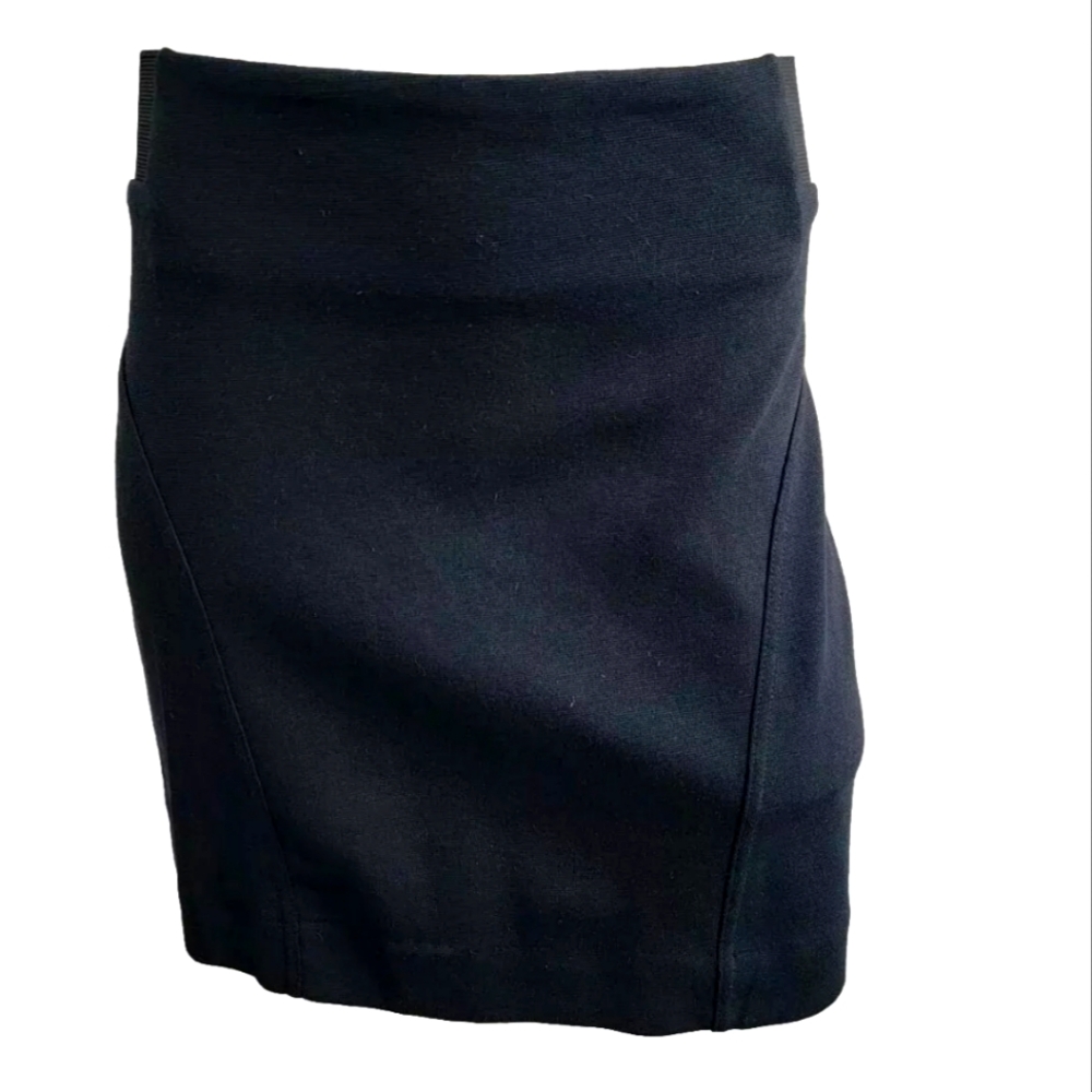 Michael Kors Mini Skirt‎ Womens 6 Black Solid Seamed Elastic Waist Exposed Zip